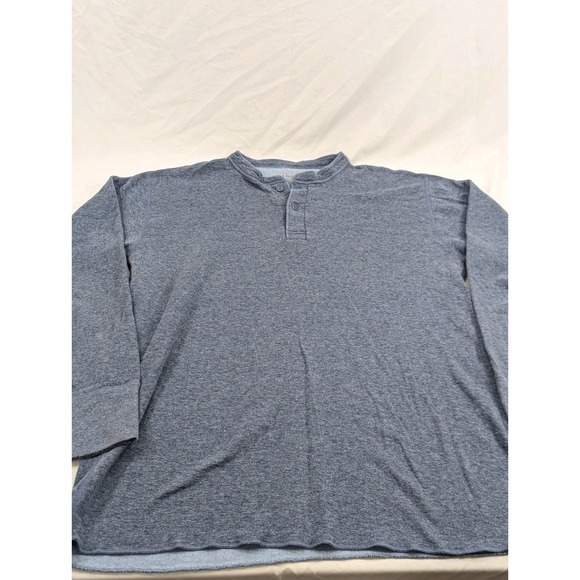 LL Bean Shirt L Tall Blue River Drivers Henley Wool Blend Two Layer Outdoor - Picture 3 of 8